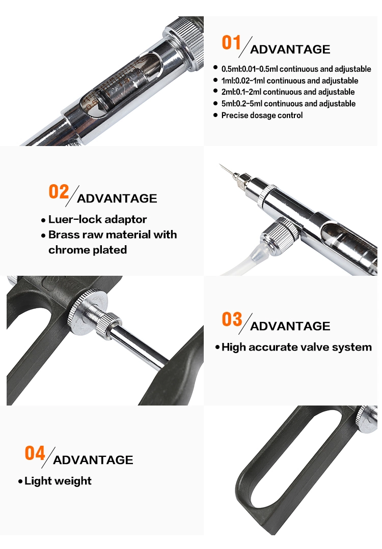 Veterinary Syringe Poultry Vaccinator Injector 0.5ml 1ml 2ml 5ml Kd104