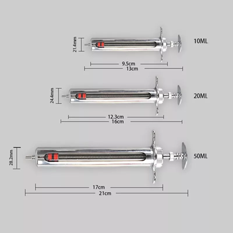 Factory Direct Supply Animals Medical Multiple Capacities 30ml Excellent Quality Metal Syringe for Veterinary and Animal